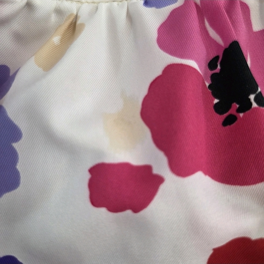 Victor Costa Vintage Floral Puff Petal Sleeve Dress Size 10 (Fits 4–6) Pink Bow - Picture 12 of 14